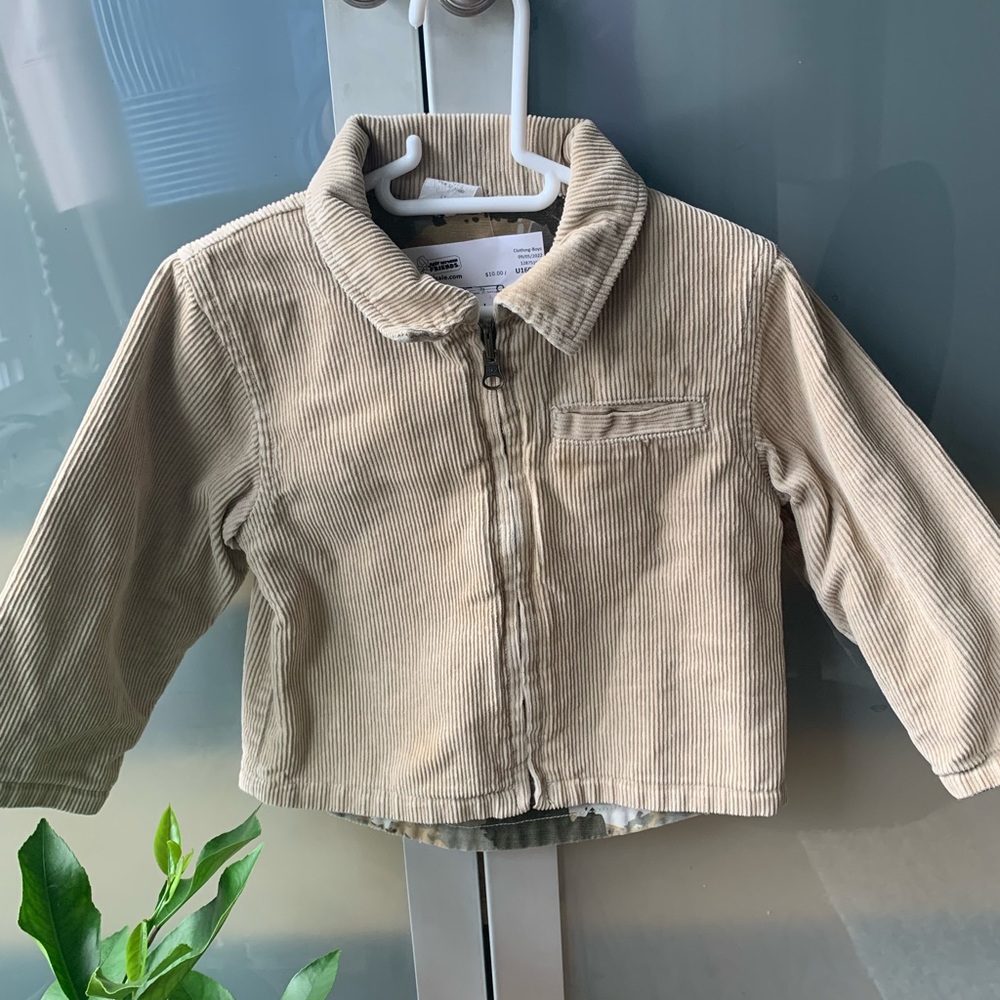 Reversible Boys Tan Corduroy Camouflage Jacket